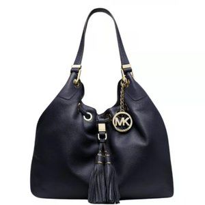 NWT MICHAEL MICHAEL KORS DARK NAVY BLUE BEAUTIFUL GENUINE PEBBLED LEATHER BAG